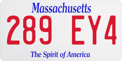 MA license plate 289EY4