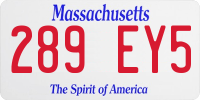 MA license plate 289EY5