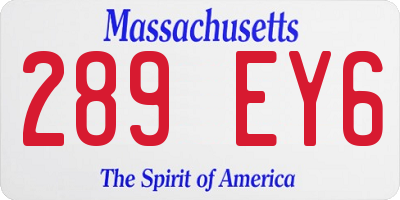 MA license plate 289EY6