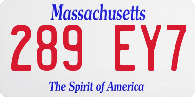MA license plate 289EY7