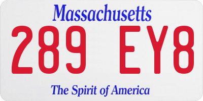 MA license plate 289EY8
