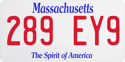 MA license plate 289EY9