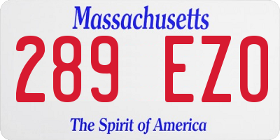 MA license plate 289EZ0