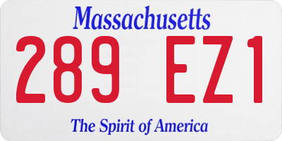 MA license plate 289EZ1