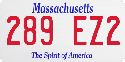 MA license plate 289EZ2