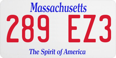 MA license plate 289EZ3