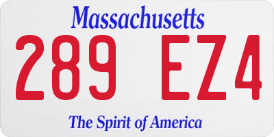 MA license plate 289EZ4