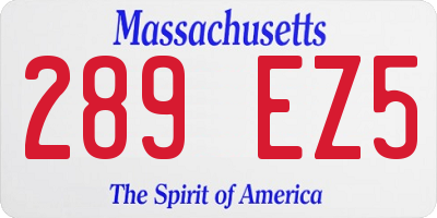 MA license plate 289EZ5