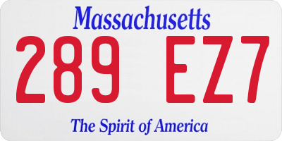 MA license plate 289EZ7