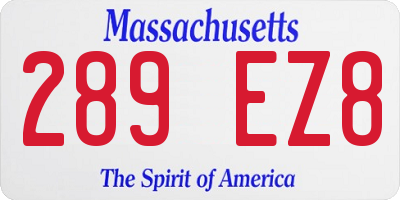 MA license plate 289EZ8