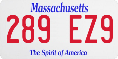 MA license plate 289EZ9