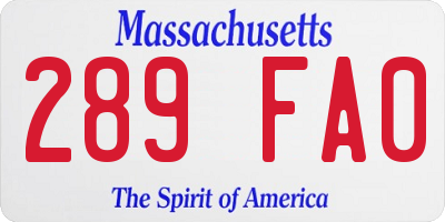 MA license plate 289FA0