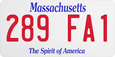 MA license plate 289FA1