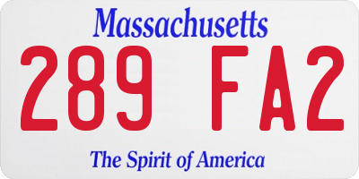 MA license plate 289FA2