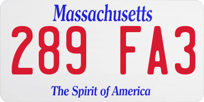 MA license plate 289FA3