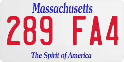 MA license plate 289FA4