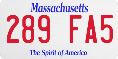 MA license plate 289FA5