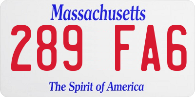 MA license plate 289FA6