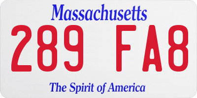 MA license plate 289FA8