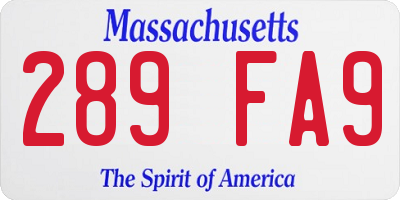 MA license plate 289FA9