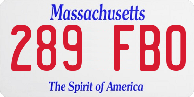 MA license plate 289FB0