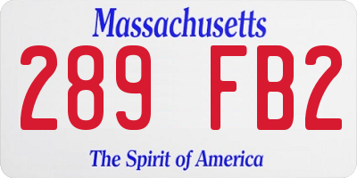 MA license plate 289FB2