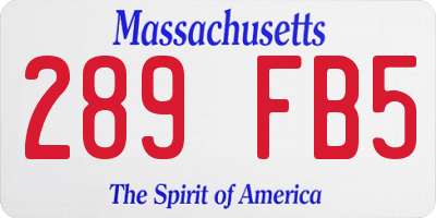 MA license plate 289FB5