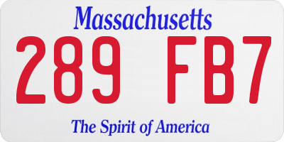 MA license plate 289FB7