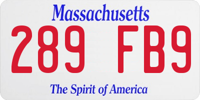 MA license plate 289FB9