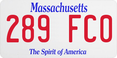MA license plate 289FC0