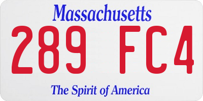 MA license plate 289FC4