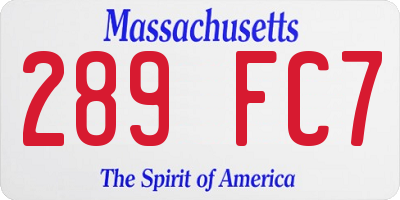 MA license plate 289FC7