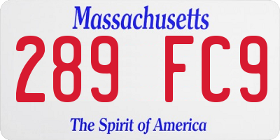 MA license plate 289FC9