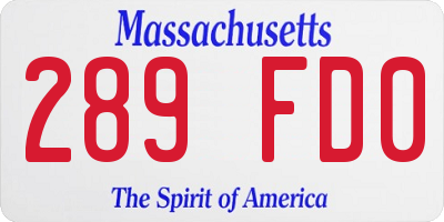 MA license plate 289FD0