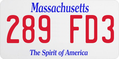 MA license plate 289FD3