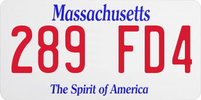 MA license plate 289FD4