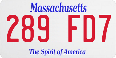 MA license plate 289FD7