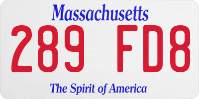 MA license plate 289FD8