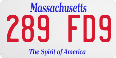 MA license plate 289FD9