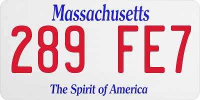 MA license plate 289FE7