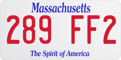 MA license plate 289FF2