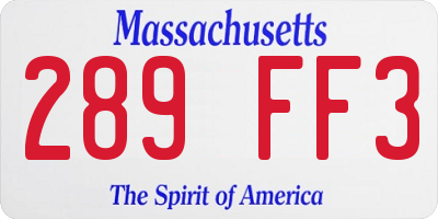 MA license plate 289FF3
