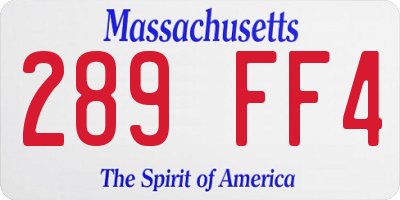MA license plate 289FF4