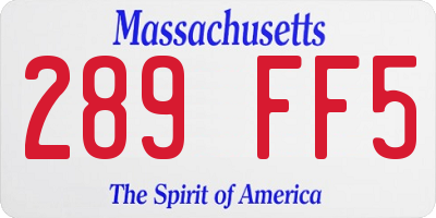 MA license plate 289FF5