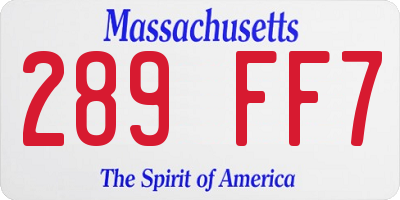 MA license plate 289FF7