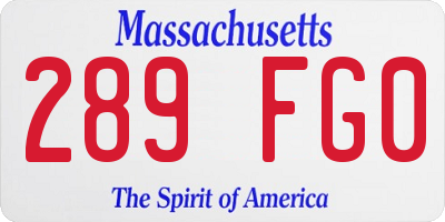 MA license plate 289FG0