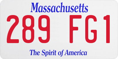 MA license plate 289FG1