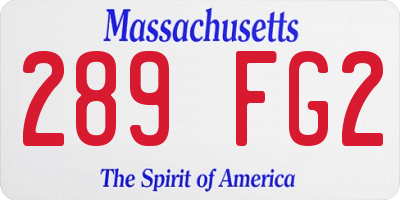 MA license plate 289FG2