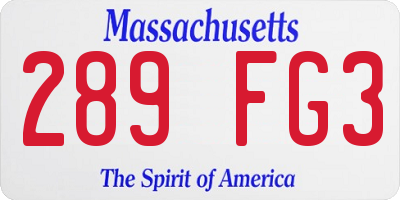 MA license plate 289FG3