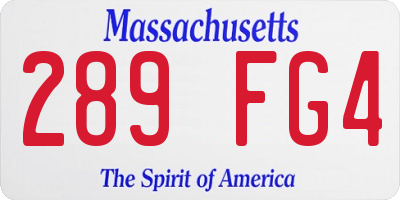MA license plate 289FG4